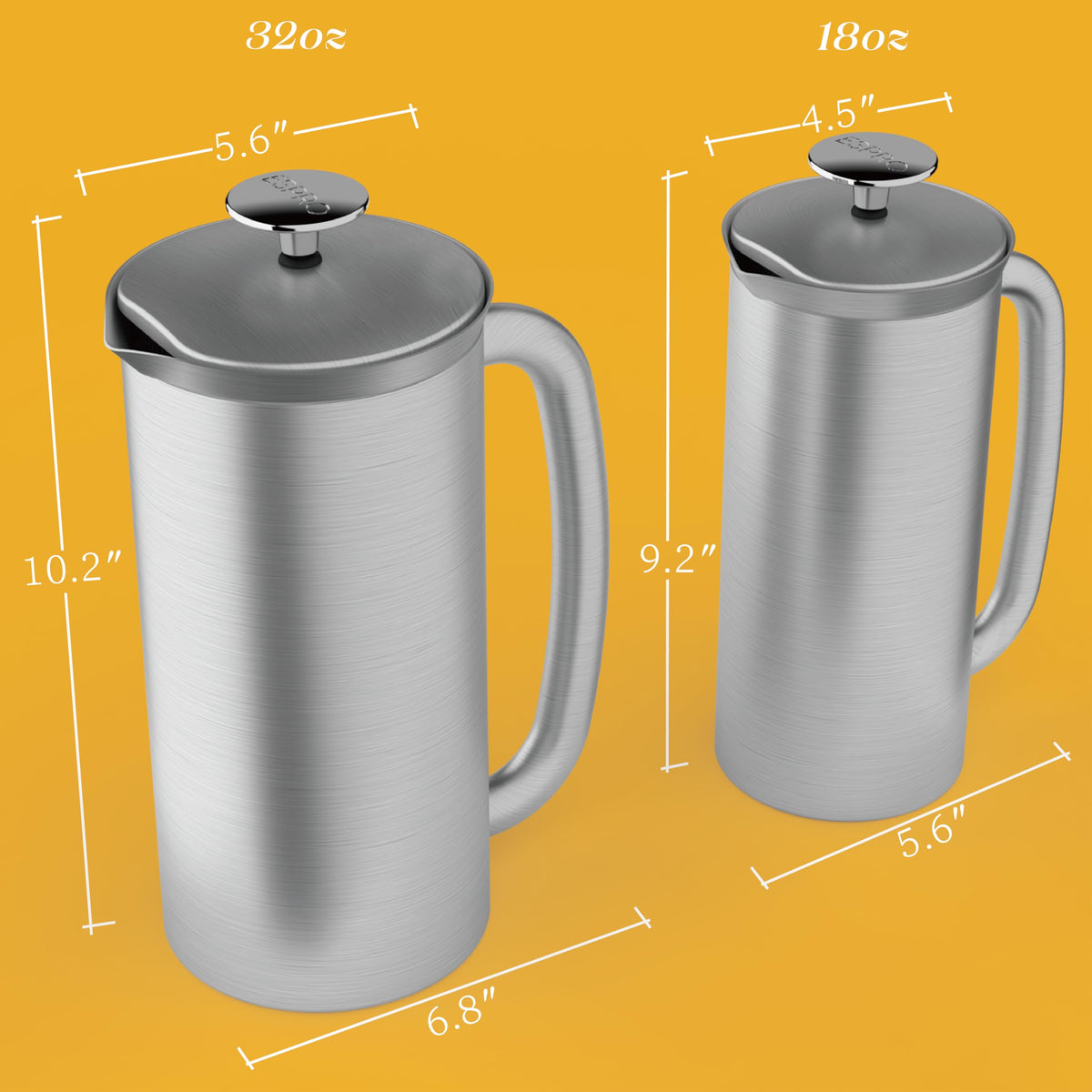 18oz Brushed Stainless Steel French Press N621