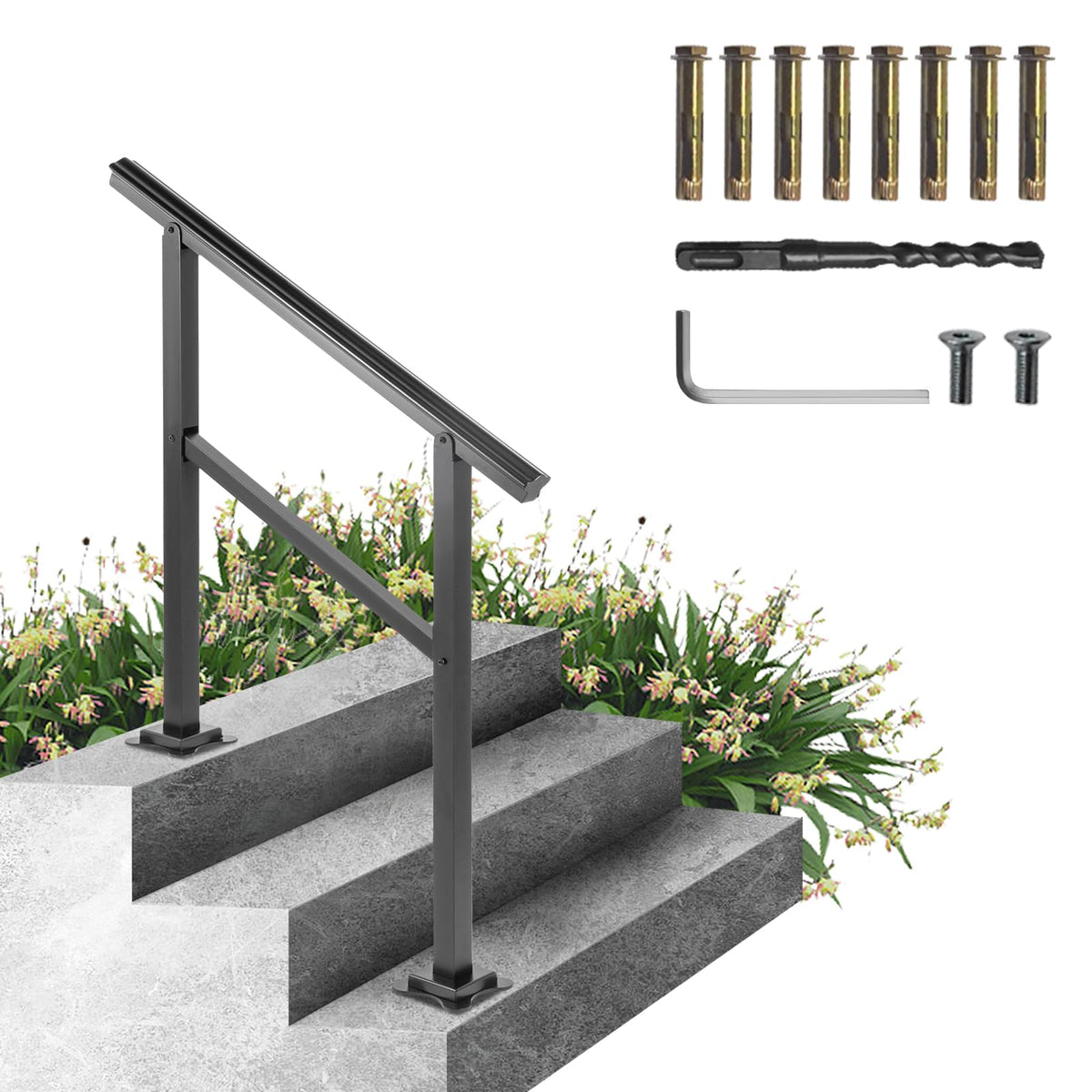 Aluminum Outdoor Stair Handrail 36 x 35 for 2-3 Steps W956416