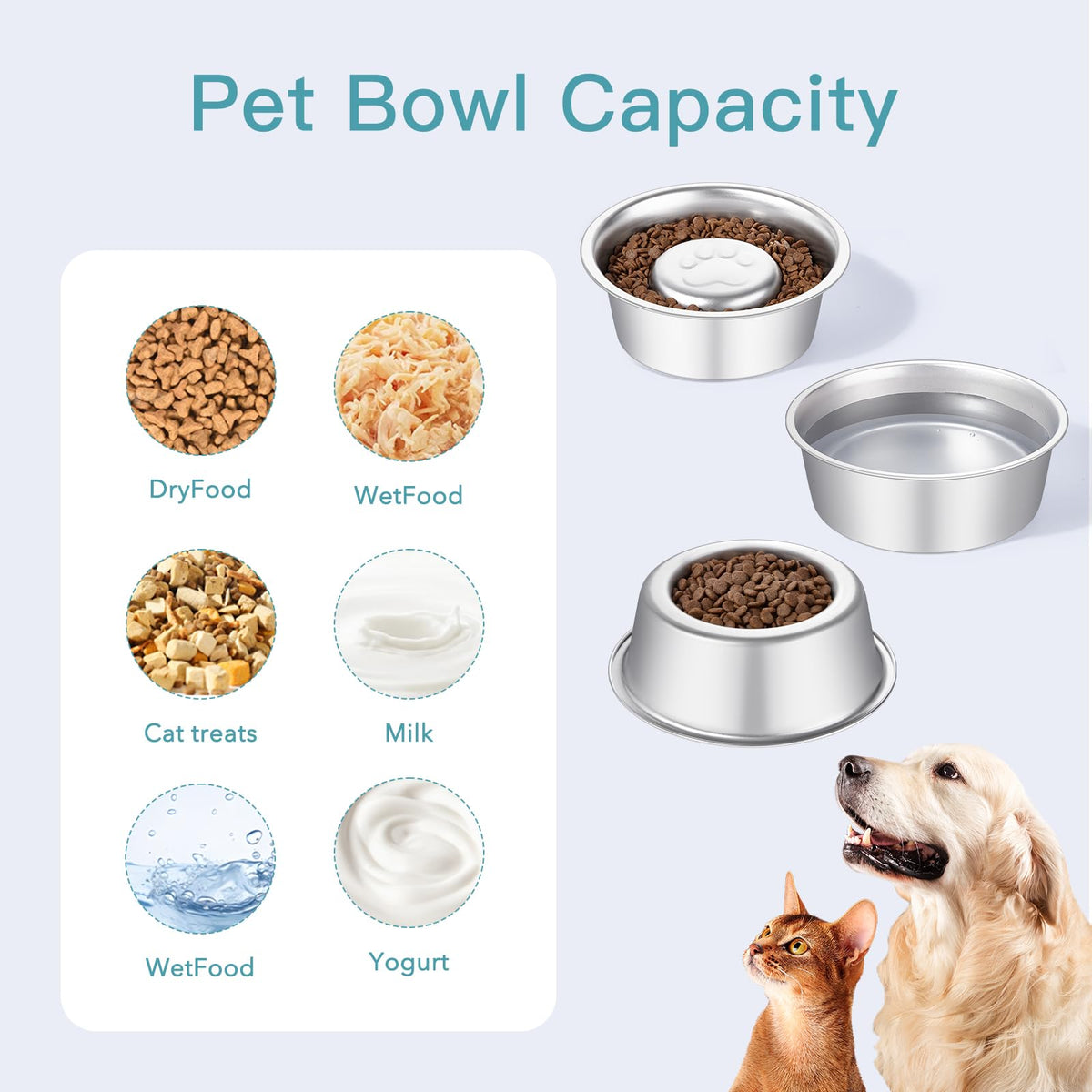 Stainless Steel Pet Dog Water and Food Bowl, 2-Pack T89565
