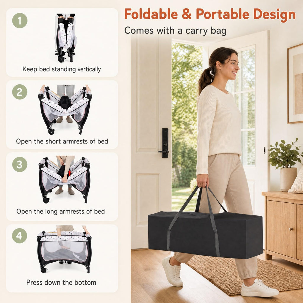 4 in 1 Portable Baby Playard with Bassinet and Changing Table W32580