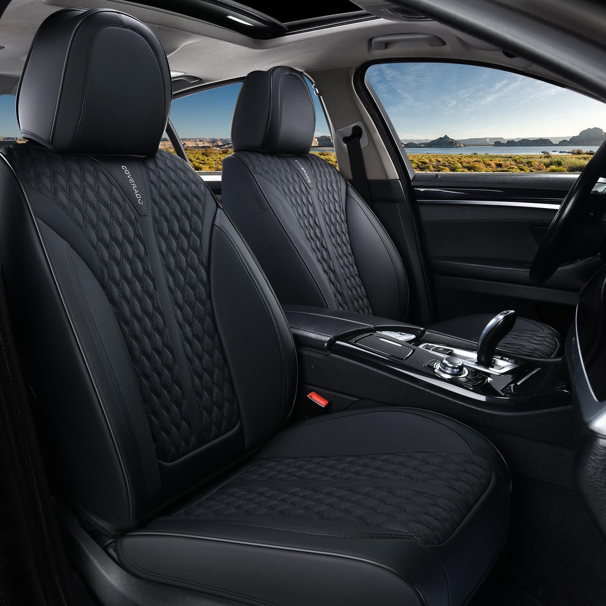 Black 5 Seats Nappa Leather Car Seat Covers Full Set N513