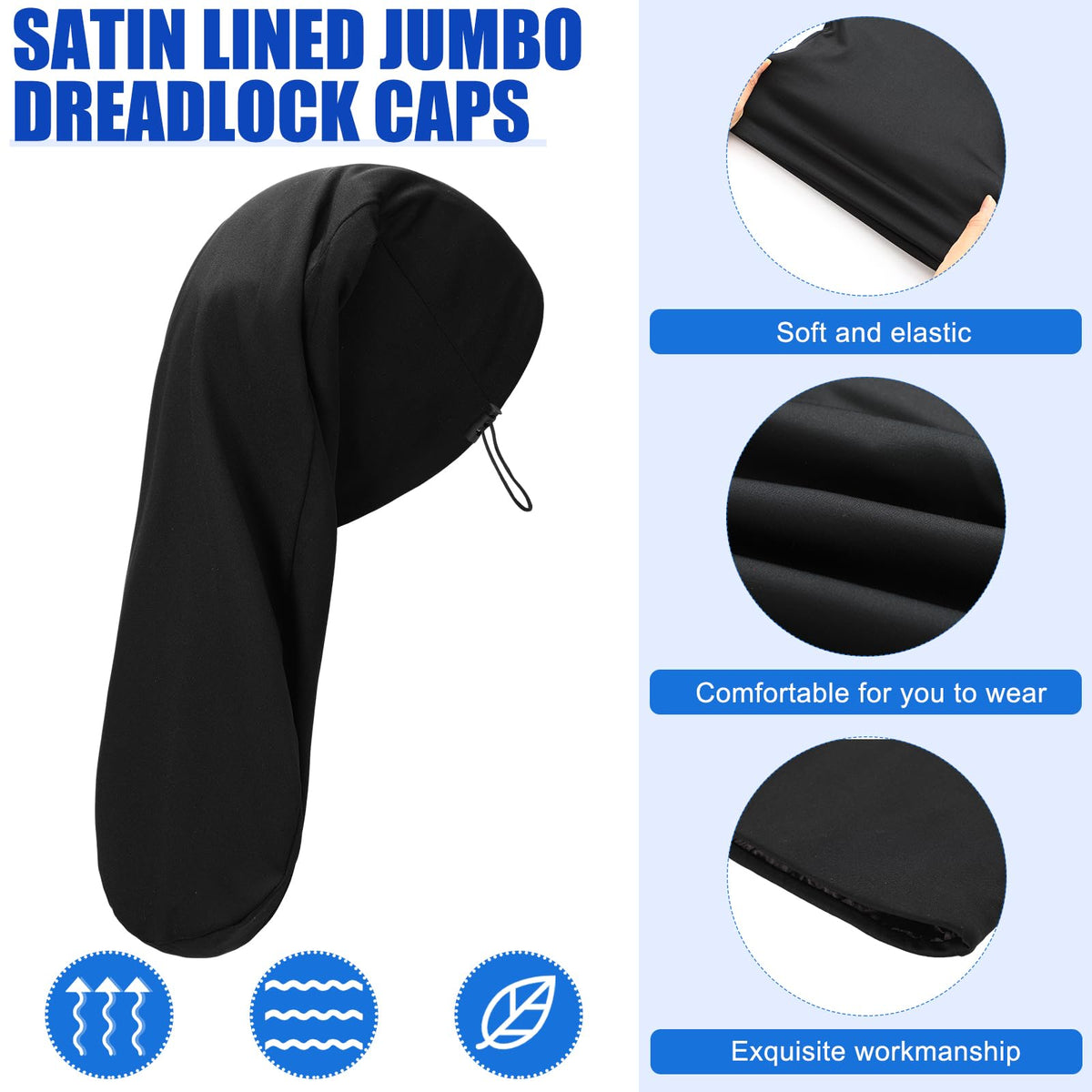 2 Pcs Dreadlock Sleep Cap I690