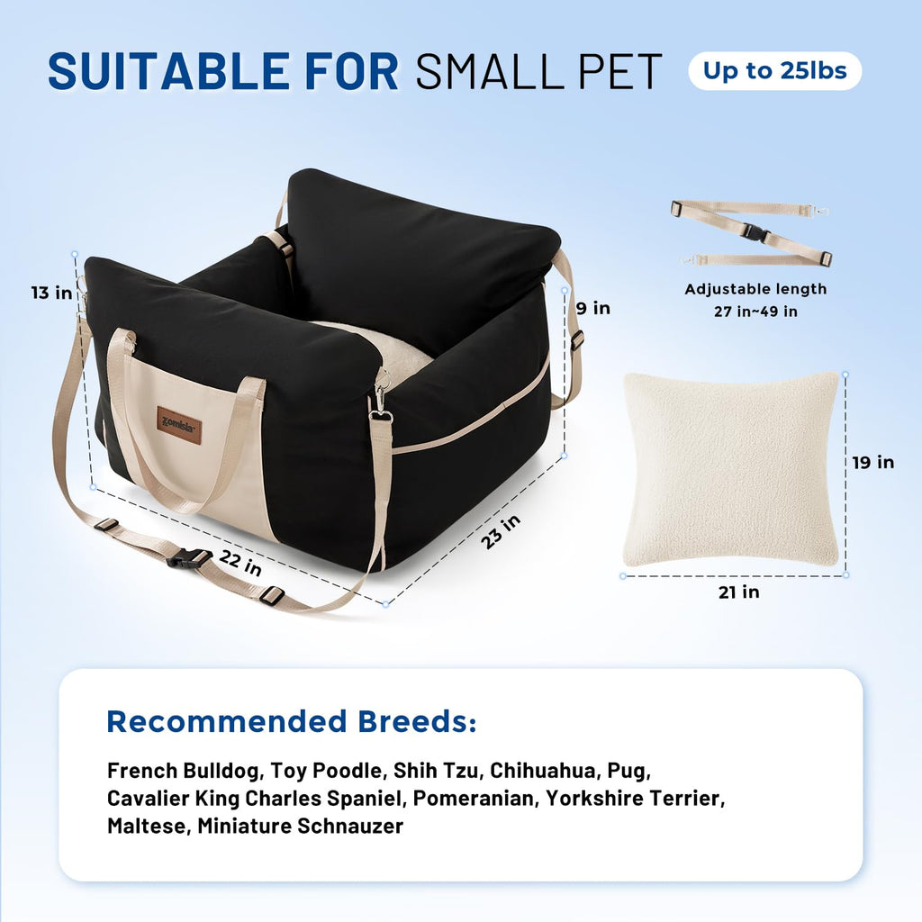 Waterproof Dog Car Seat with Safety Leash, Black E80647