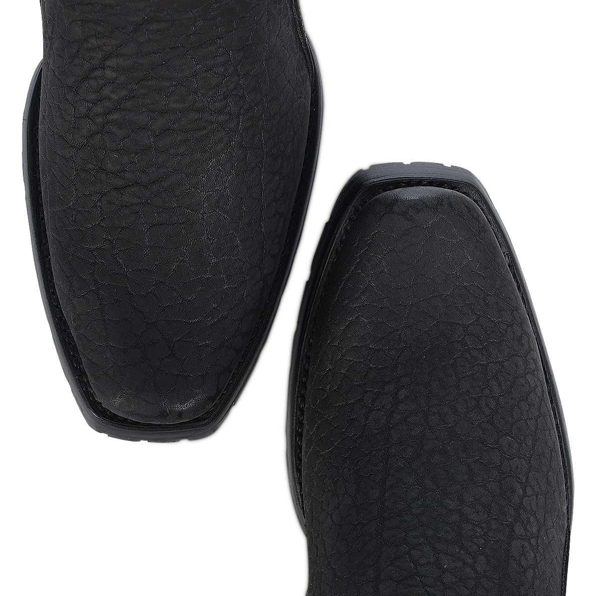 Dark gray Leather Side Zipper Western Boots V69878