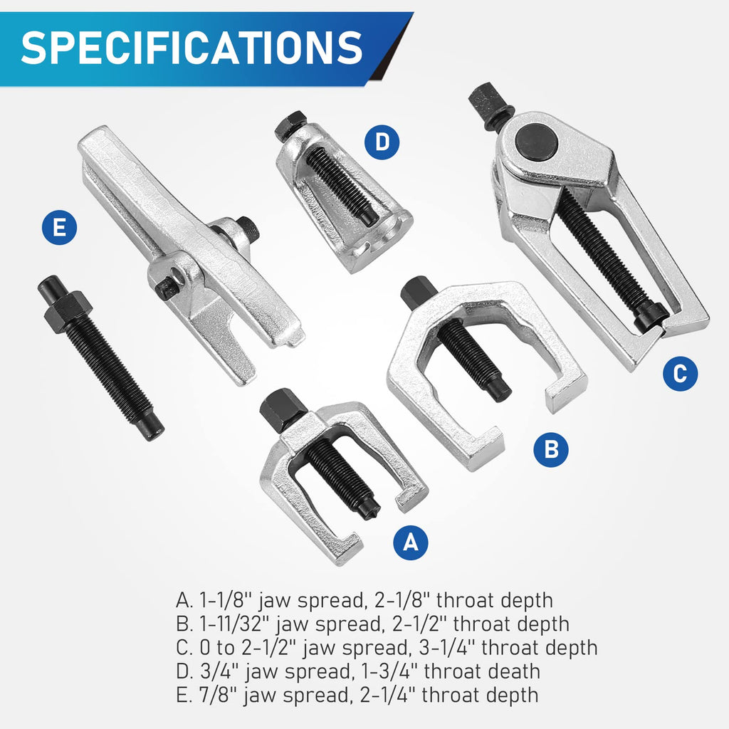 5pcs Ball Joint Separator Pitman Arm Puller Tie Rod End Tool Set X4260