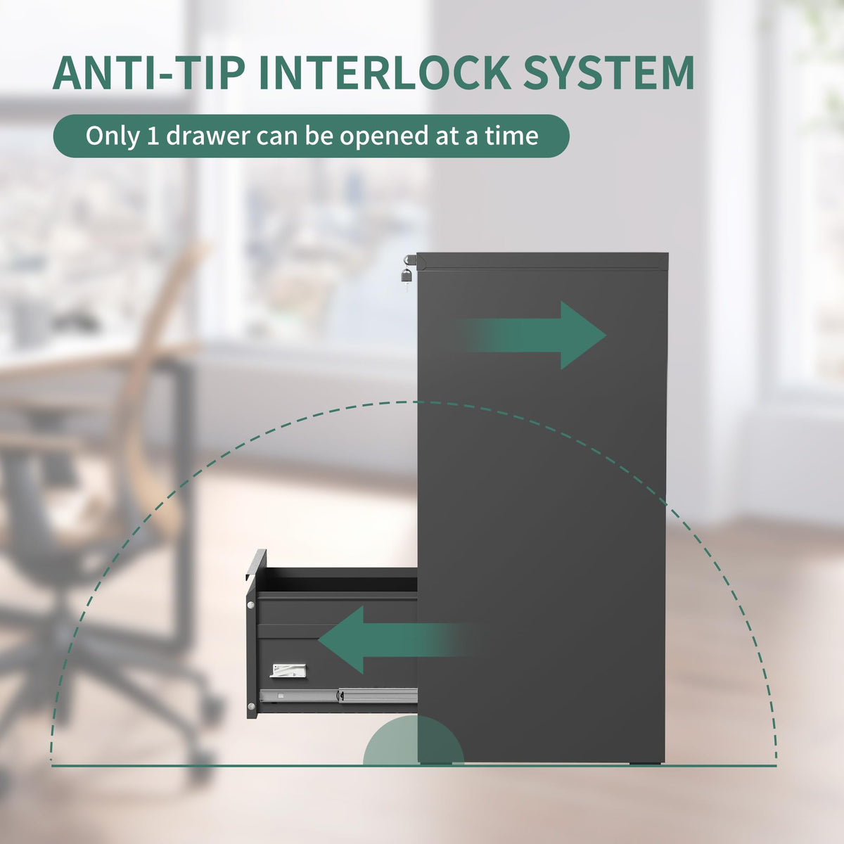 3 Drawer Metal File Cabinet with Lock W903222