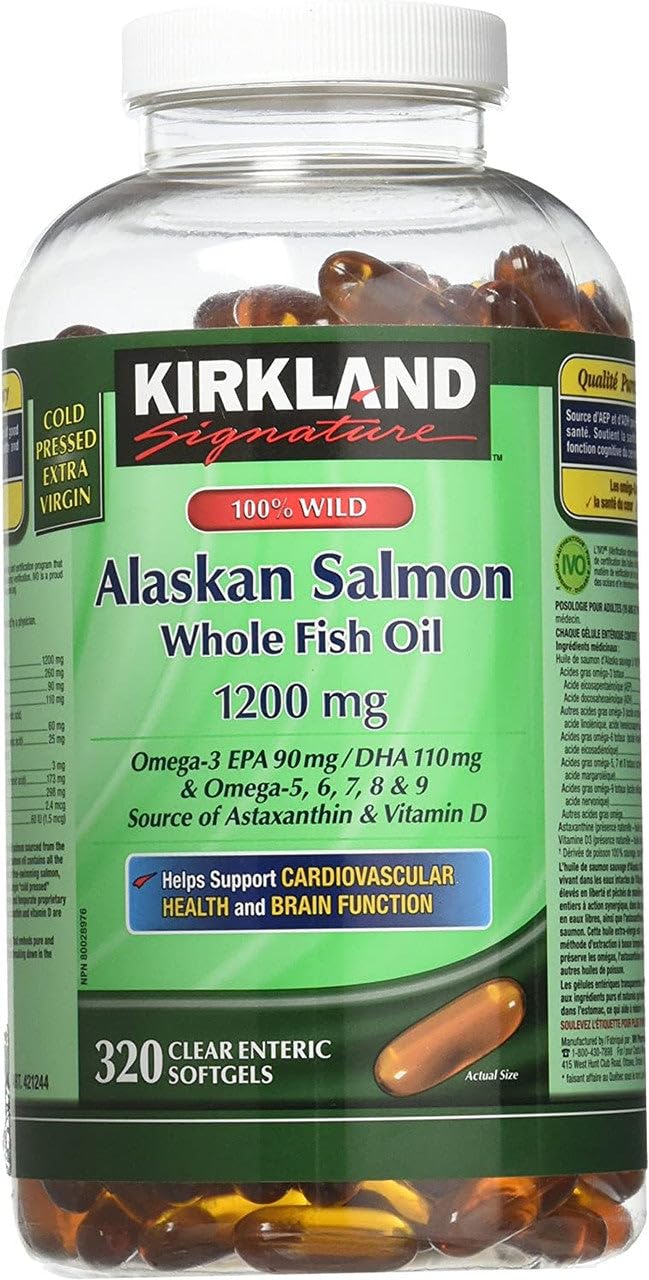 Wild Alaskan Salmon Oil 1200mg 320 Enteric Coated Softgels K425952