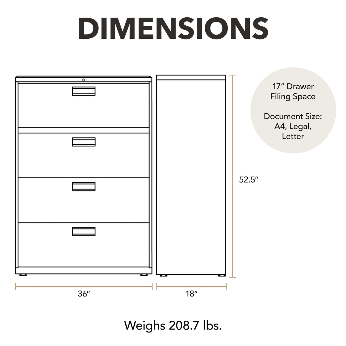 Black 4 Drawer File Cabinet C7747