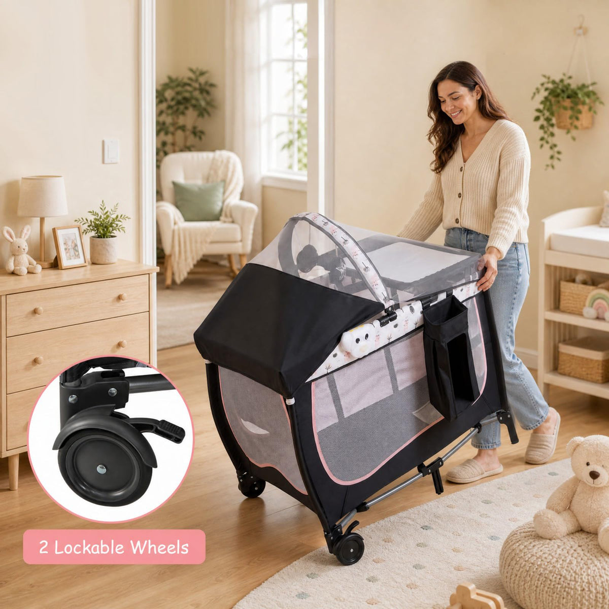 4 in 1 Portable Baby Playard with Bassinet and Changing Table W32580