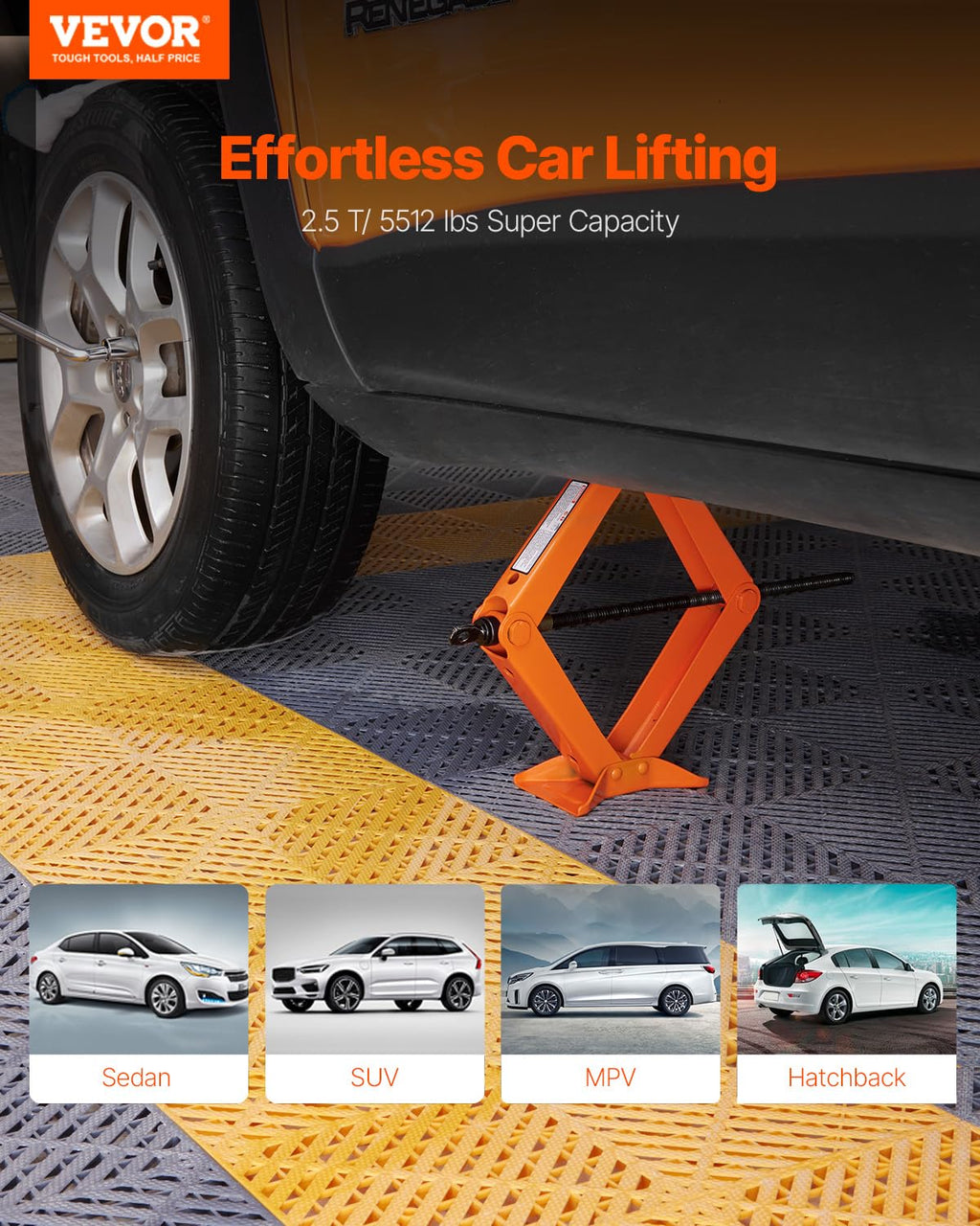 2.5 Ton Scissor Car Jack with Lifting Range B289