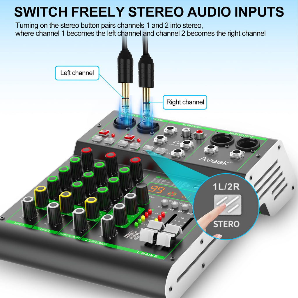 4 Channel Audio Mixer with Bluetooth and USB Q50150