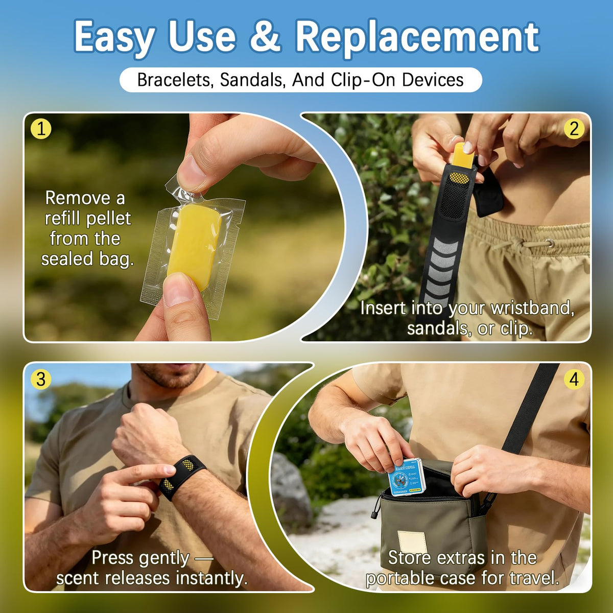8 Pack DEET Free Mosquito Repellent Refill Pellets with Citronella Peppermint Lemongrass Oils J390298