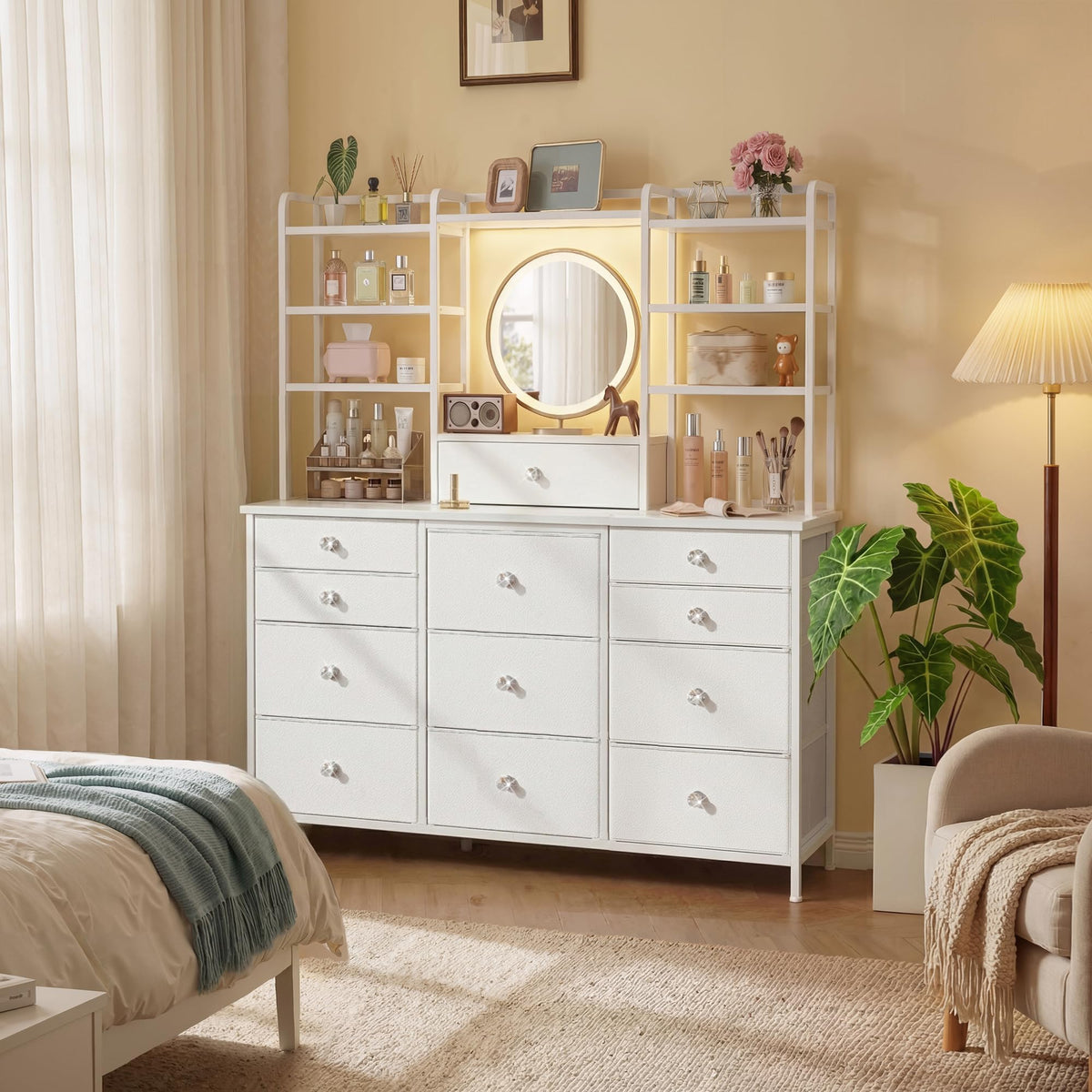 White Dresser with RGB LED Lights A930714