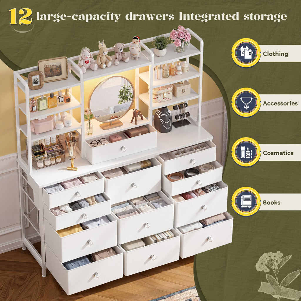 White Dresser with RGB LED Lights A930714