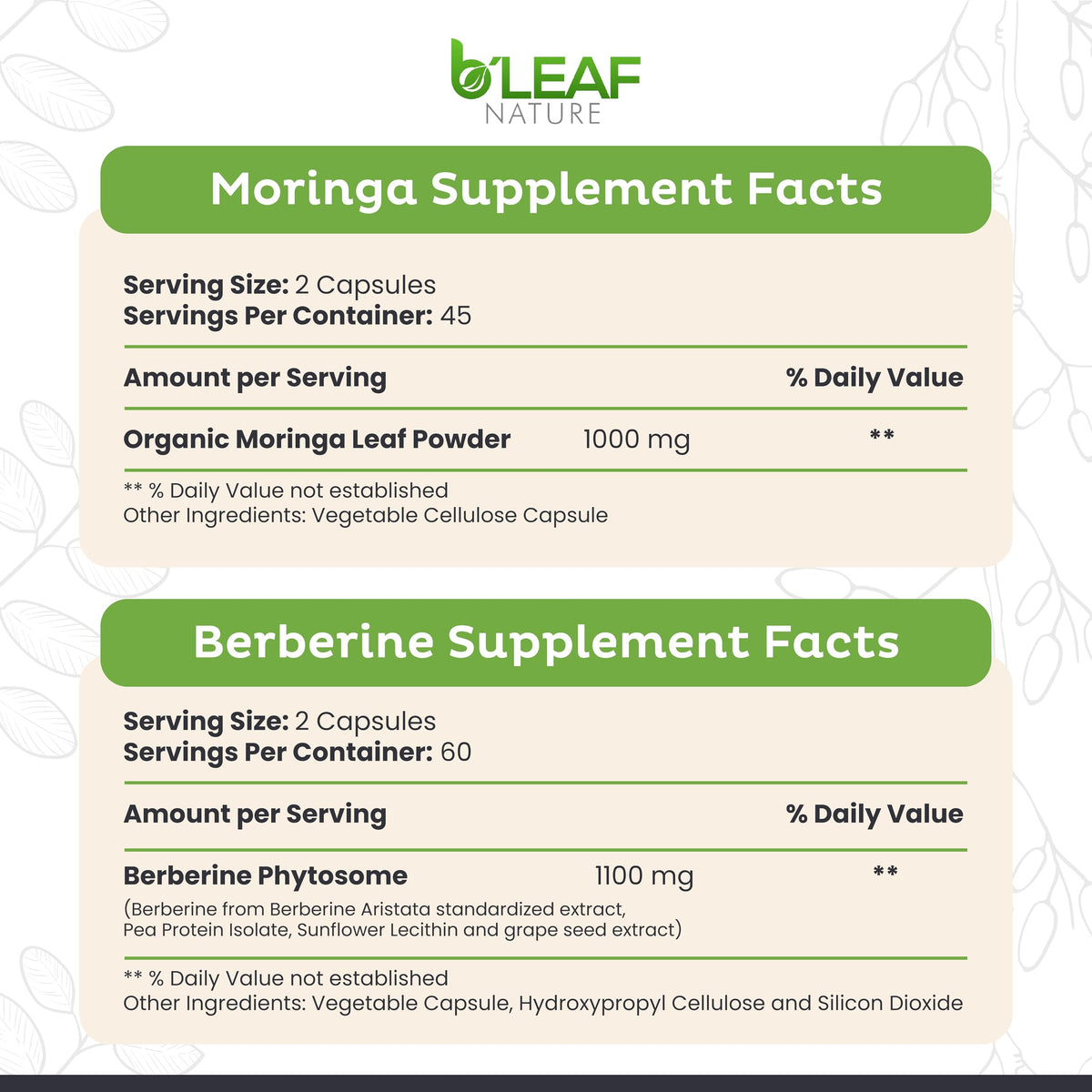 Moringa & Berberine 1100mg Capsules X2545