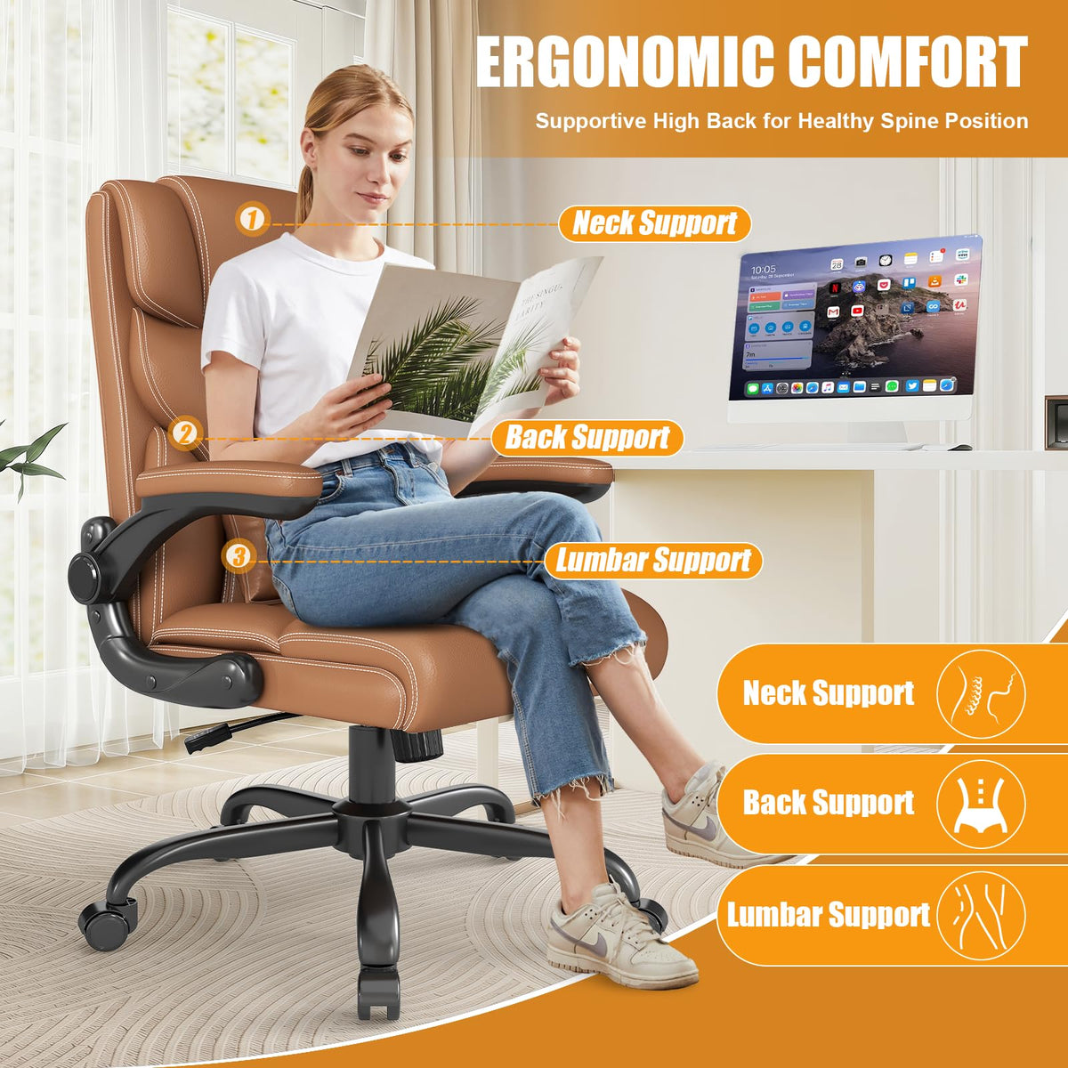 Ergonomic Office Chair with Flip-up Armrests S836