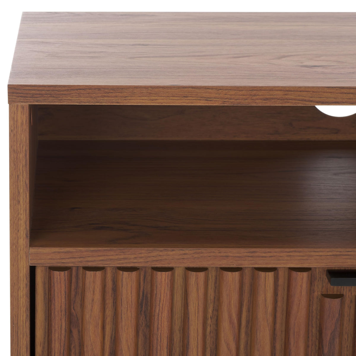 Walnut Brown Black 2 Drawer TV Stand Q6877
