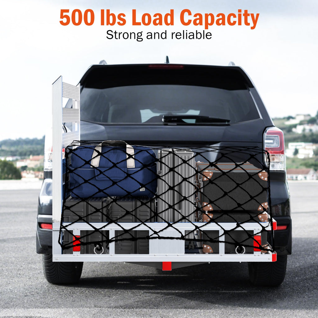Aluminum Hitch Cargo Carrier with Ramp, 50" x 29.5" x 8.7", 500lbs Capacity X9515