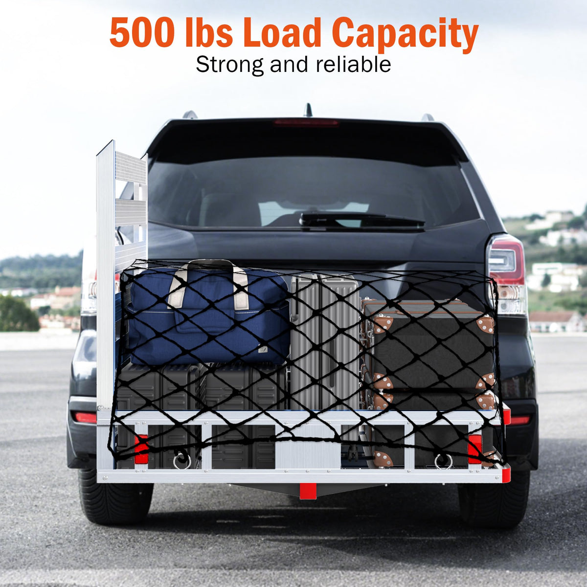Aluminum Hitch Cargo Carrier with Ramp, 50" x 29.5" x 8.7", 500lbs Capacity X9515