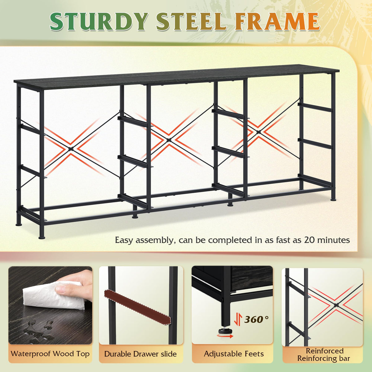 Black 9 Drawer Wood Dresser TV Stand V485485