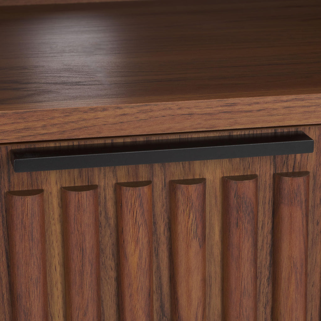 Walnut Brown Black 2 Drawer TV Stand Q6877