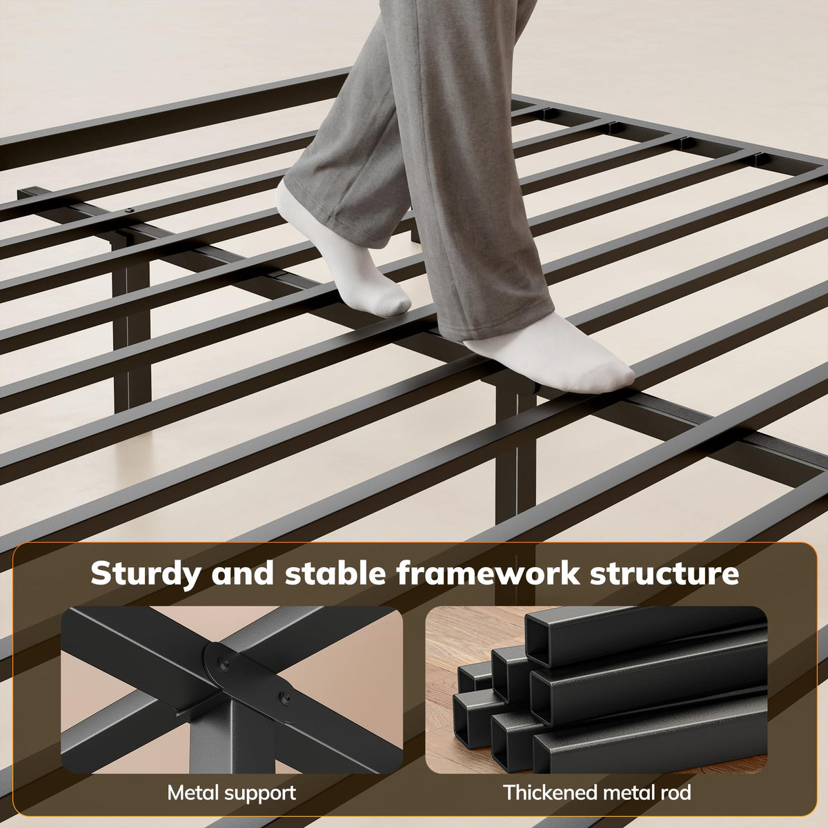 King Bed Frame with Storage Headboard and Charging Station G795