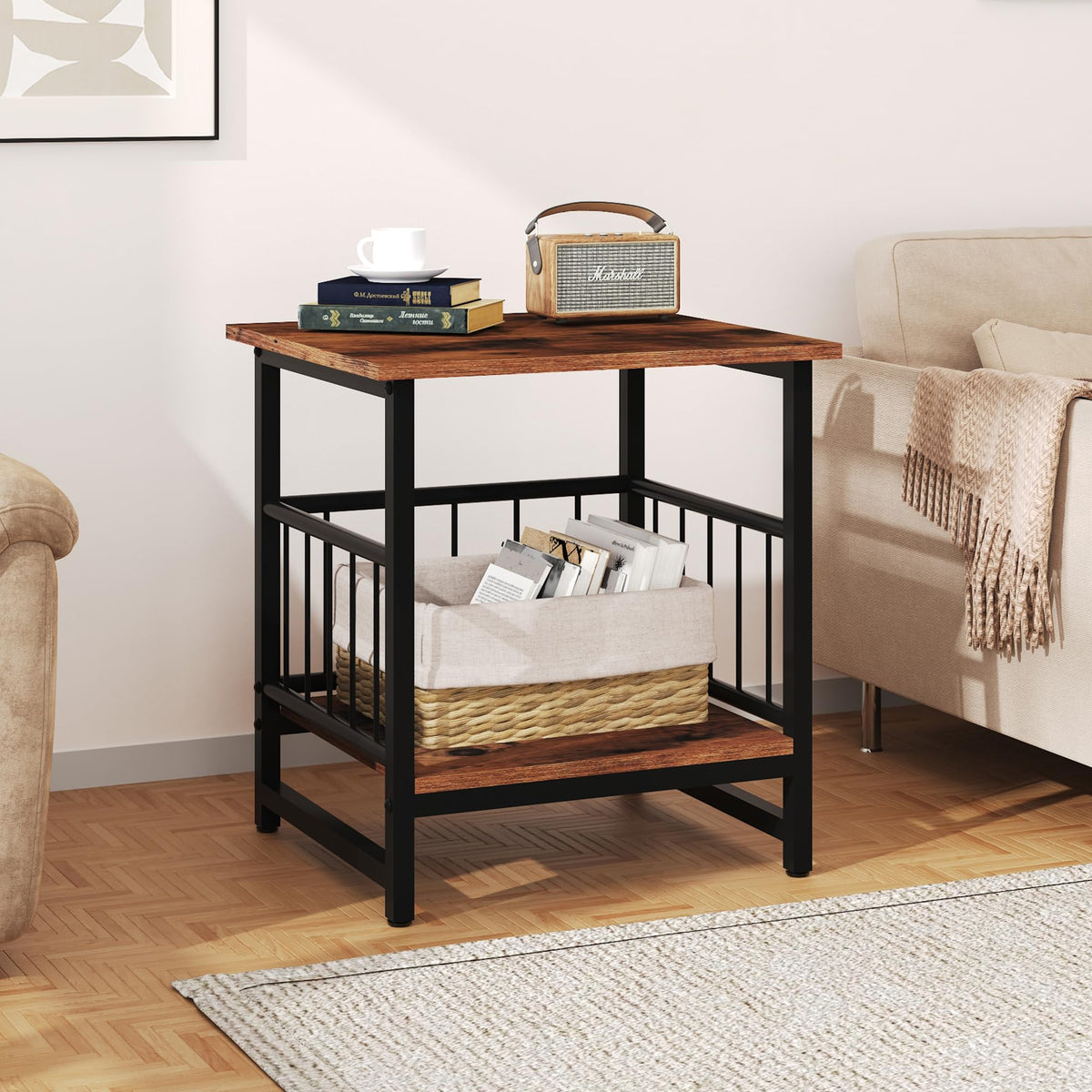 18” Square Side Table with Open Storage Shelf Q1116