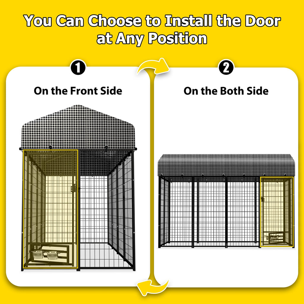 Heavy Duty Outdoor Dog Kennel with Roof Cover H5375