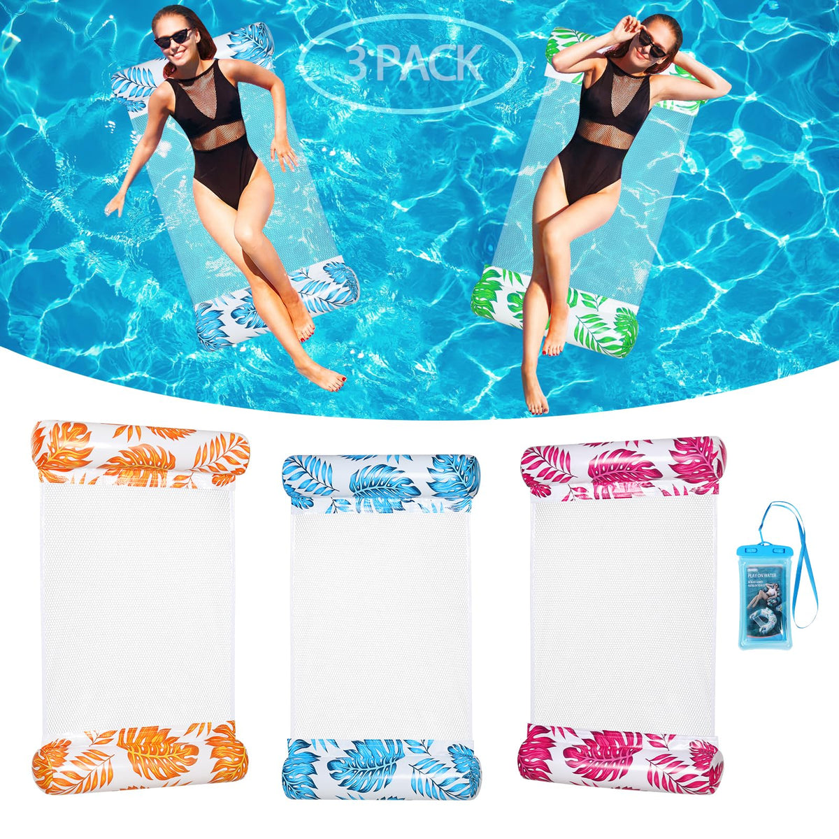 3/5/8 Pack 4-in-1 XL Pool Hammock Float W56056