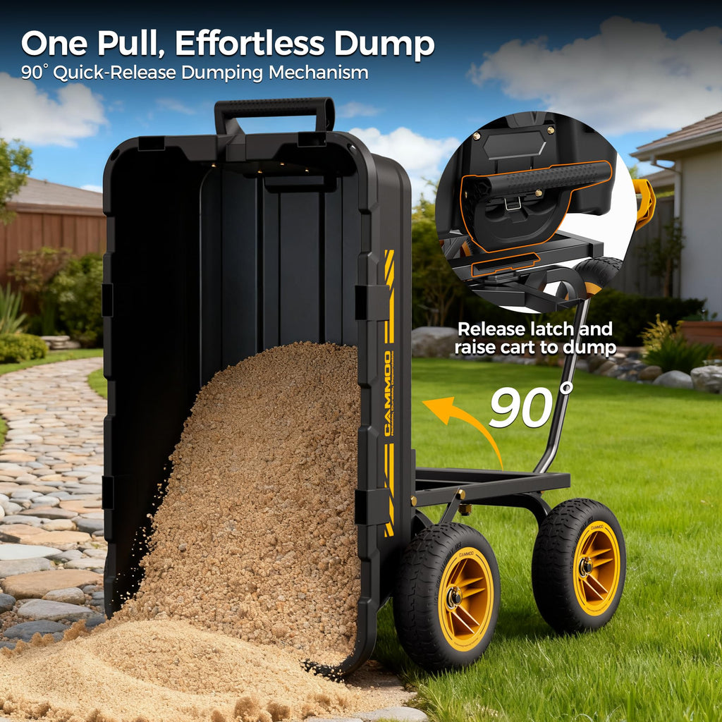 10-in No-Flat Tires Garden Dump Cart Wheelbarrow X40736