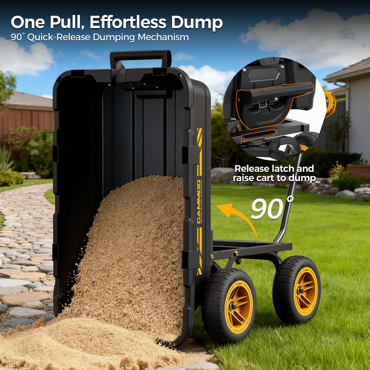 10-in No-Flat Tires Garden Dump Cart Wheelbarrow X40736