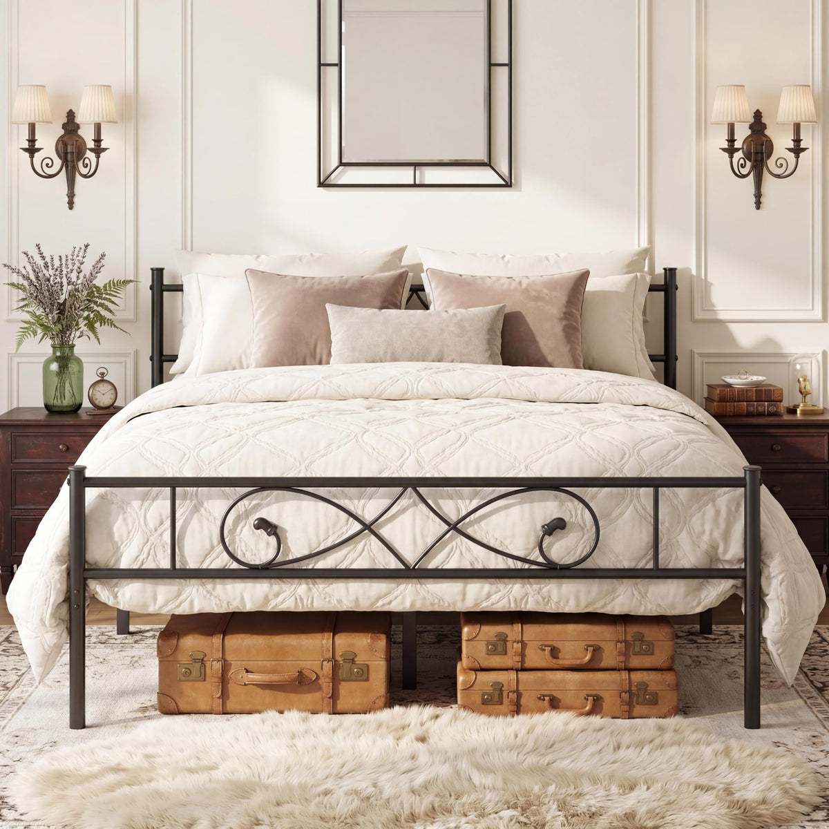 Full Size Metal Platform Bed with Under Storage U5554