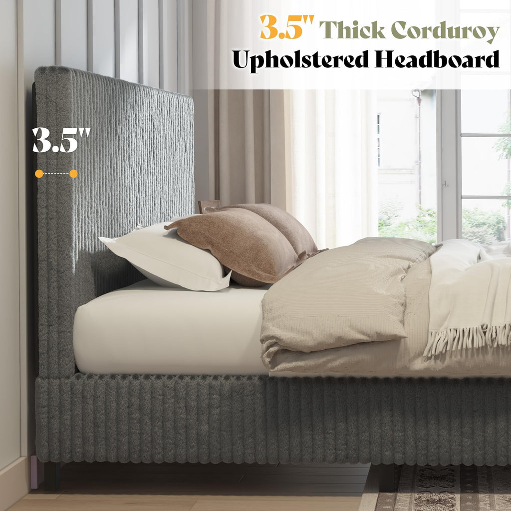 Upholstered Bed Frame with Headboard O394669