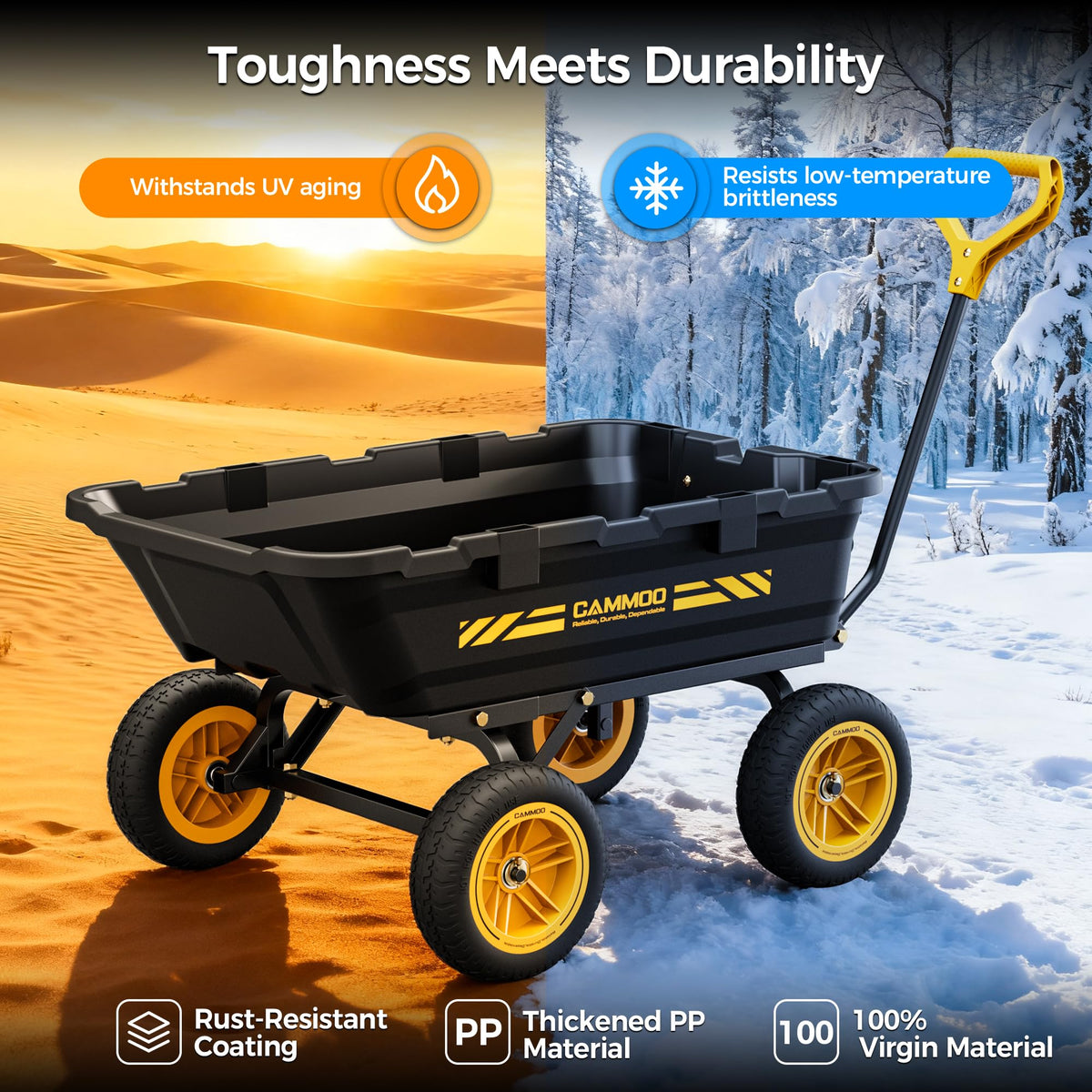 10-in No-Flat Tires Garden Dump Cart Wheelbarrow X40736