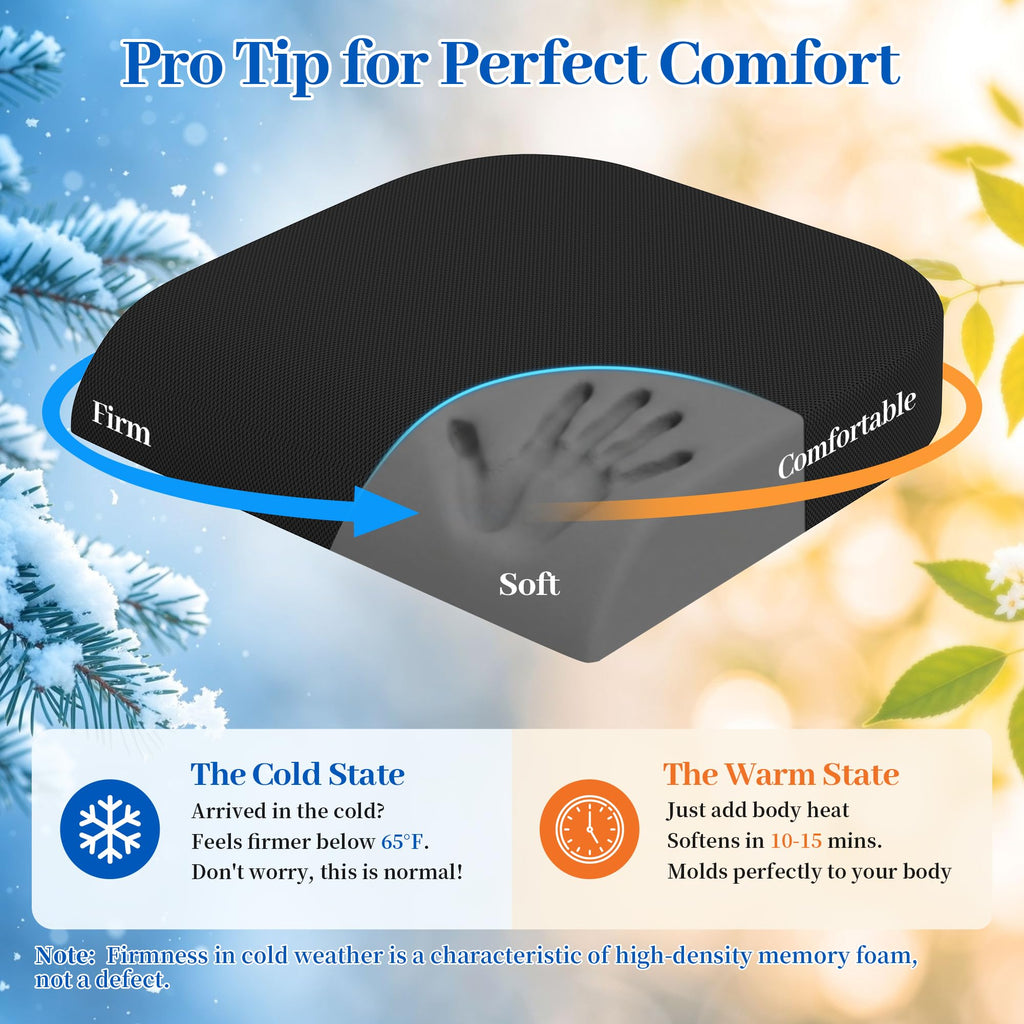 Memory Foam Seat Cushion 3-Inch Black F4659