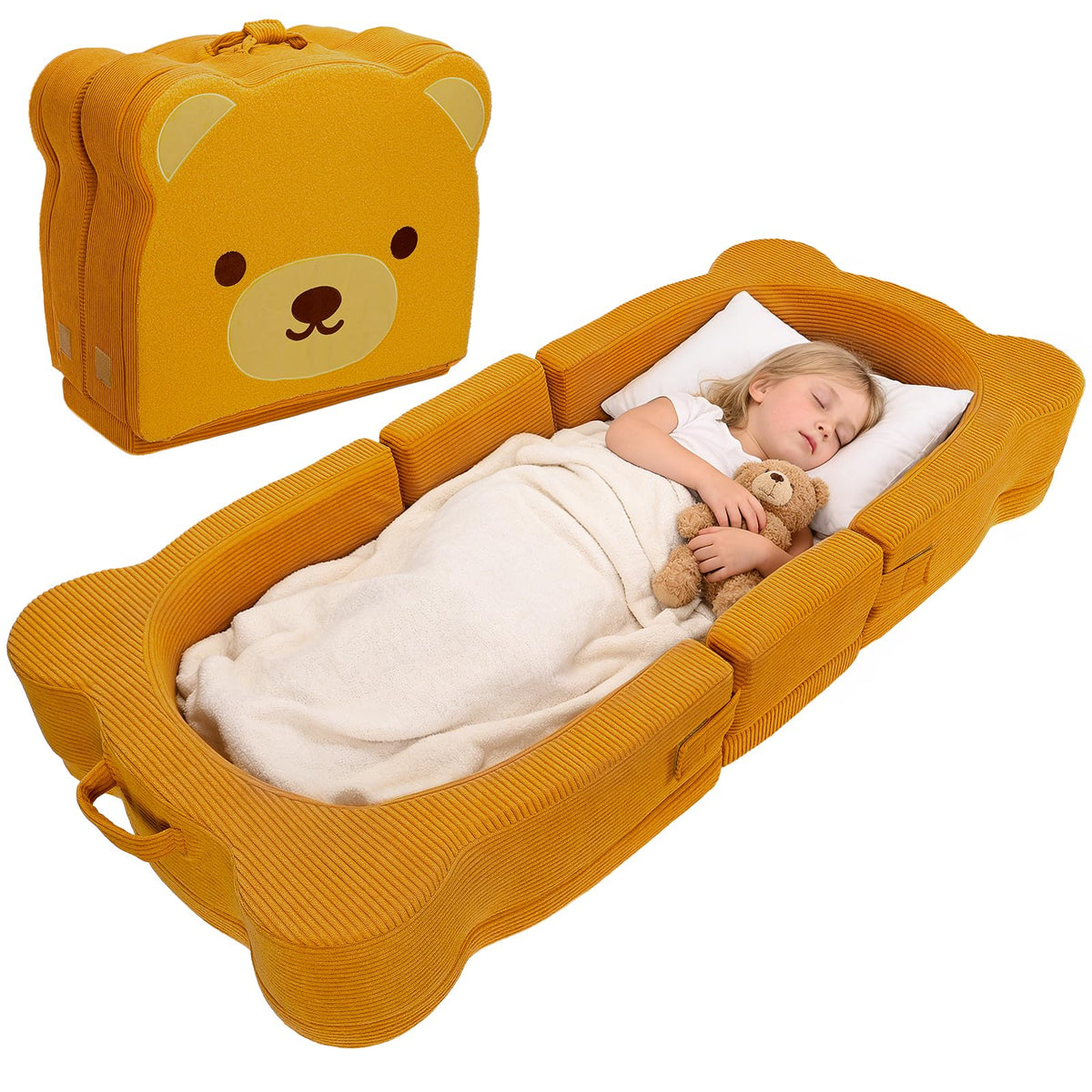 Portable Foldable Toddler Travel Bed with Safety Rail V592016