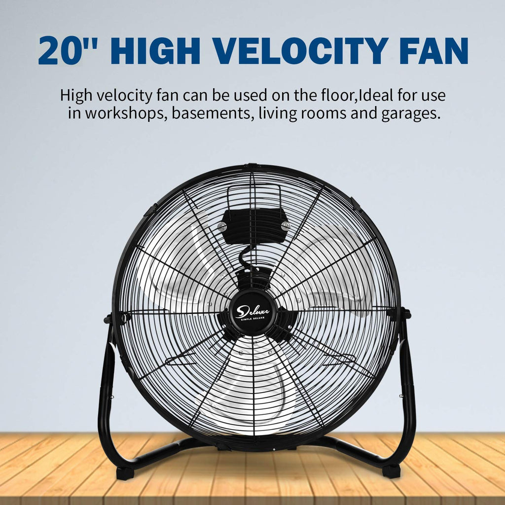 20 Inch 3-Speed High Velocity Metal Industrial Floor Fan Y897402