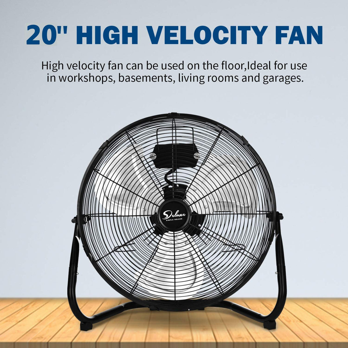 20 Inch 3-Speed High Velocity Metal Industrial Floor Fan Y897402