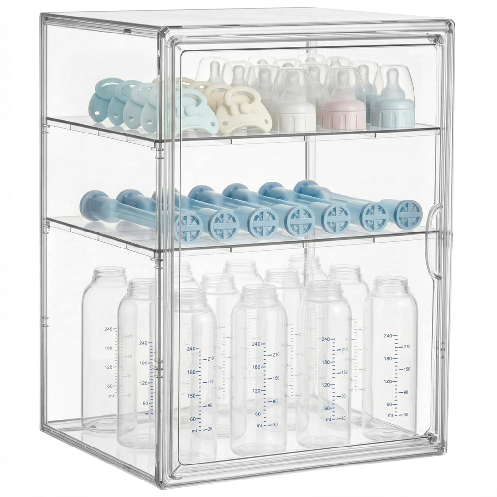 3 Tiers Adjustable Clear Acrylic Baby Bottle Storage Organizer P814652