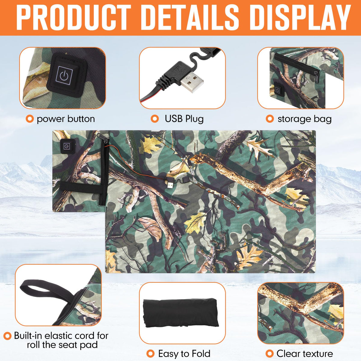 2 Pcs Heated Hunting Seat Cushion Pad S75056