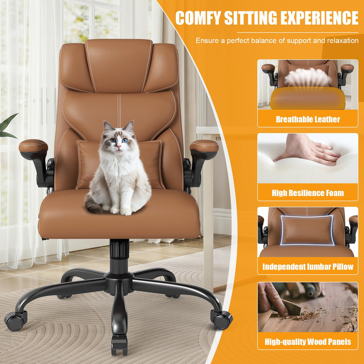 Ergonomic Office Chair with Flip-up Armrests S836