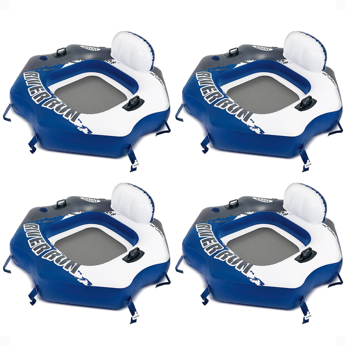 Single Person Inflatable Lounge Tube Chair with Mesh Bottom, Backrest, and Built in Cupholders I804028