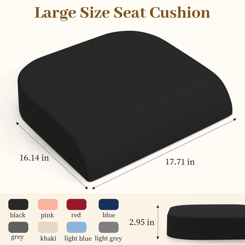 Memory Foam Seat Cushion 3-Inch Black F4659