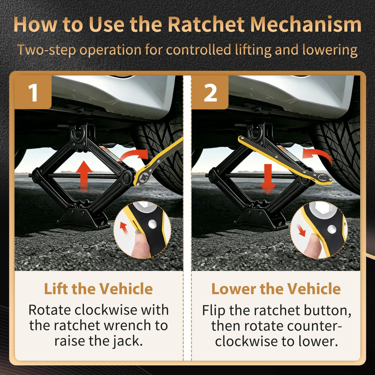 3-Ton Scissor Jack Kit with Ratchet Wrench C581029