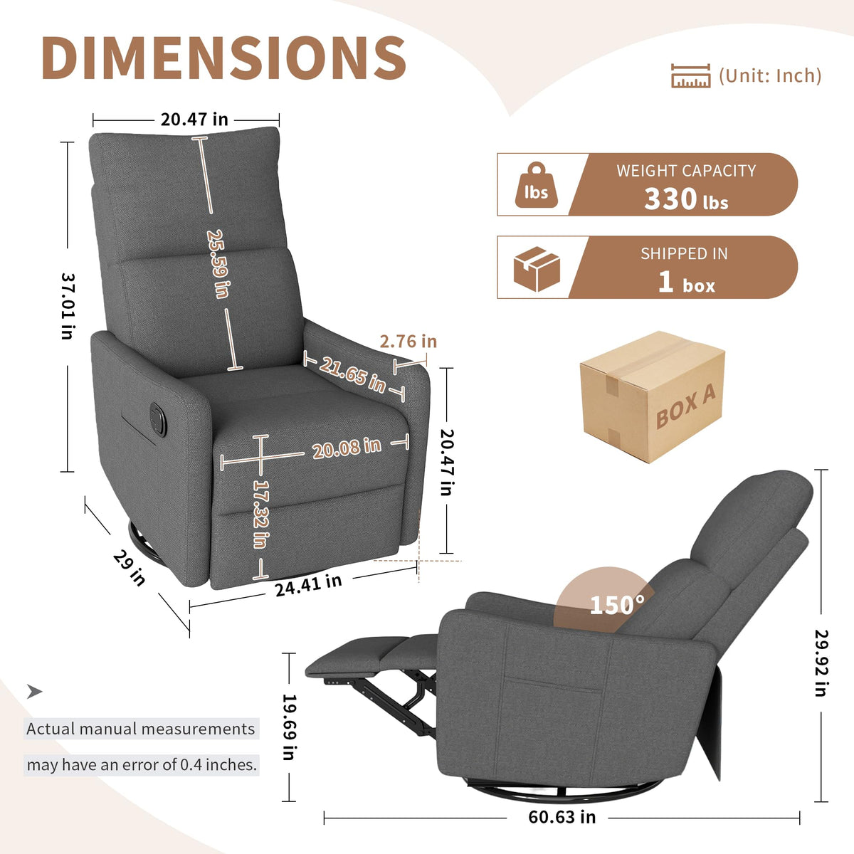 Manual Swivel Rocker Recliner Chair Z49415