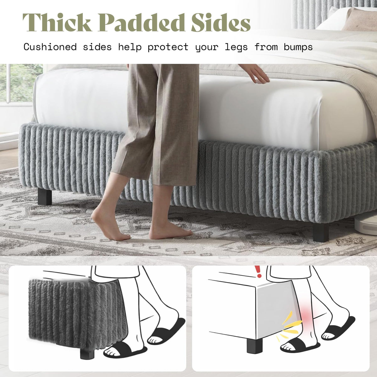 Upholstered Bed Frame with Headboard O394669