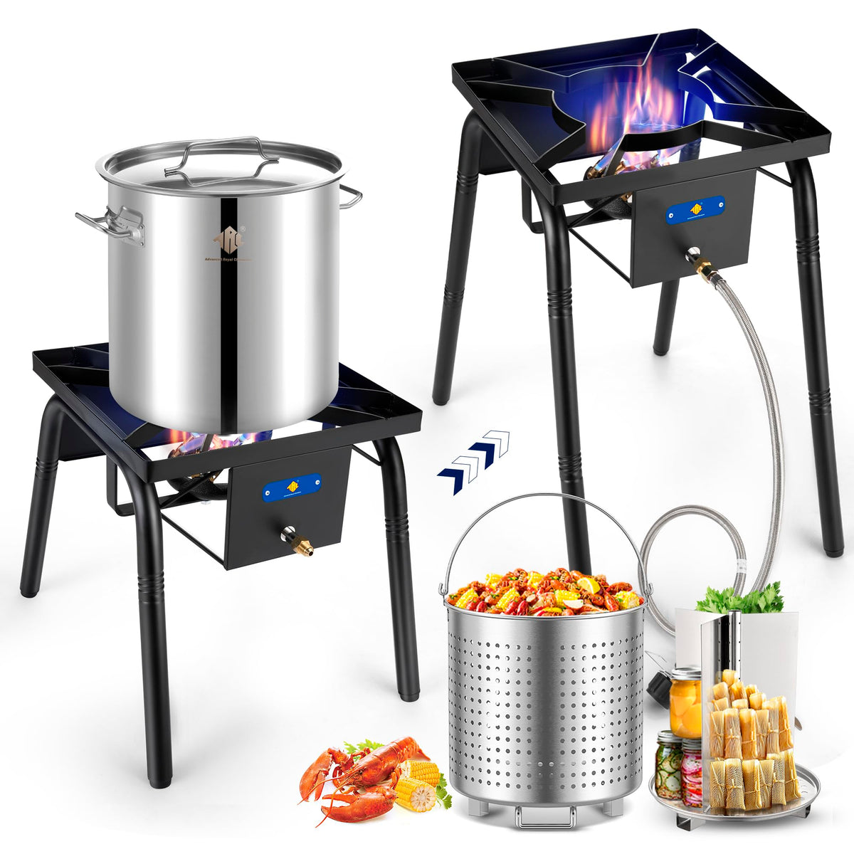 Stainless Steel 40QT Seafood Boil Pot with Basket O9364