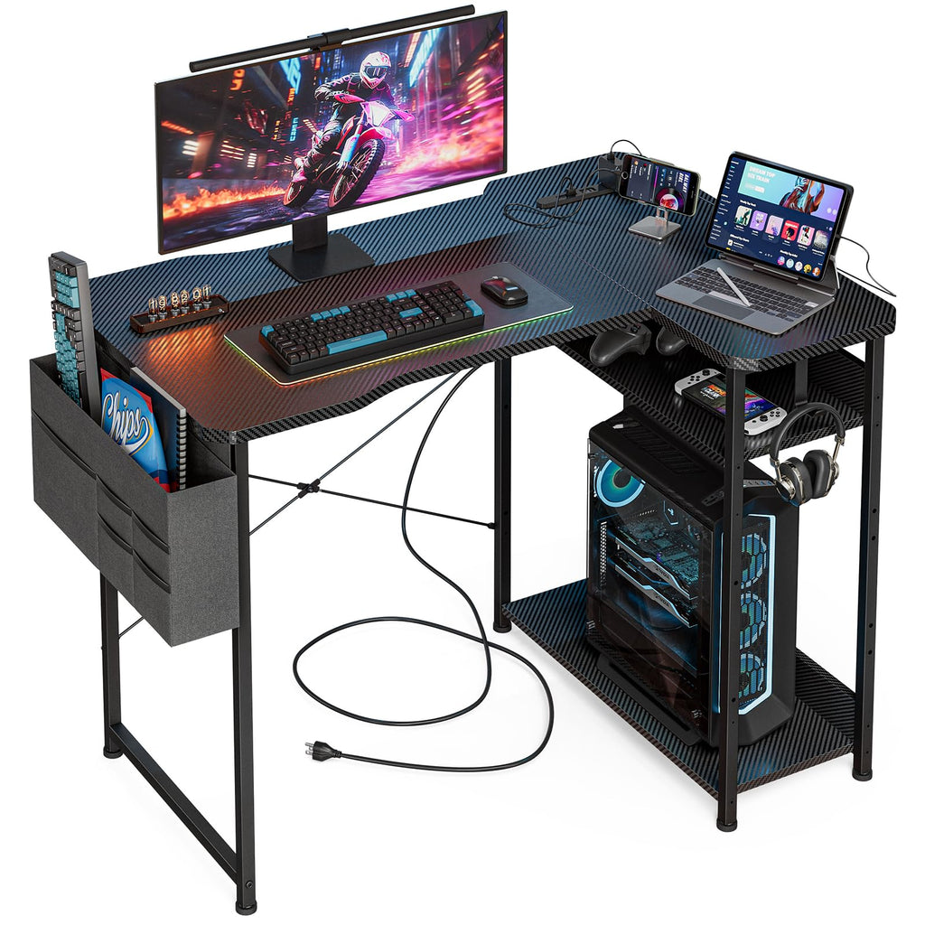 L Shaped Gaming Desk 40 Inch Black Carbon B50596