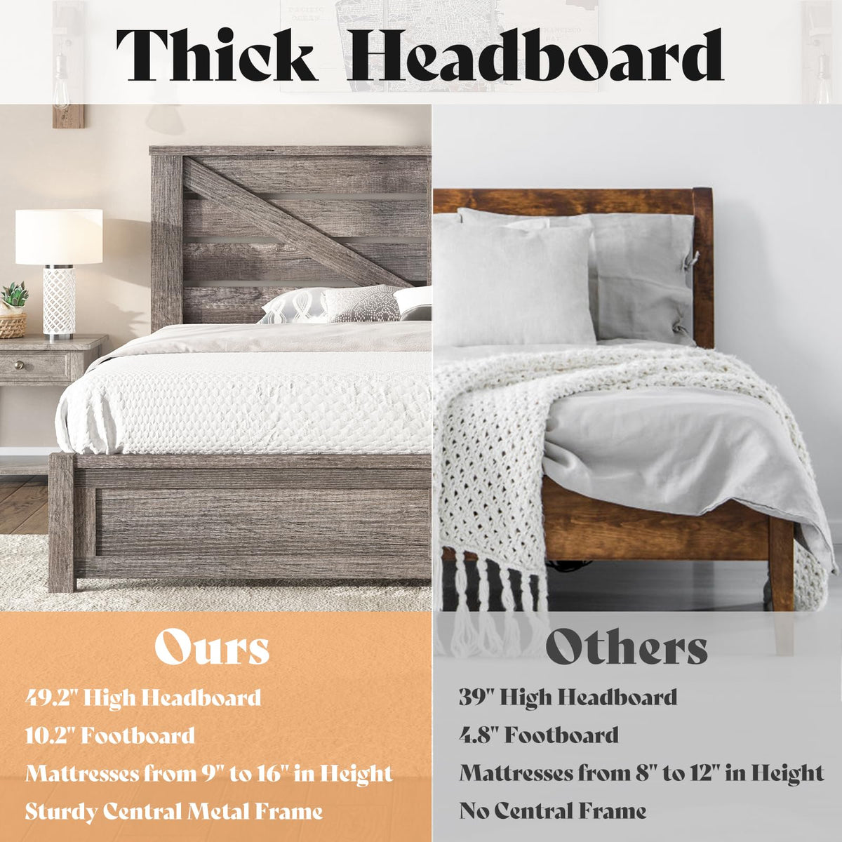 Gray Full Size Bed Frame with Barn Door Headboard W21530