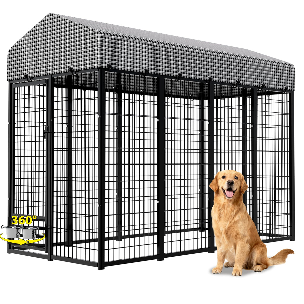 Heavy Duty Outdoor Dog Kennel with Roof Cover H5375